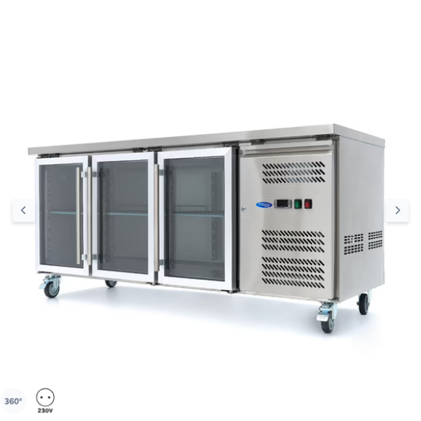  Ψυγείο πάγκου - 180cm - 3 γυάλινες πόρτες